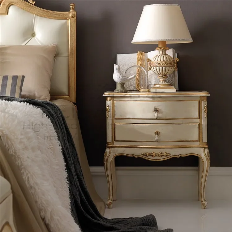 The product can be customized. French light luxury solid wood bedside table petals