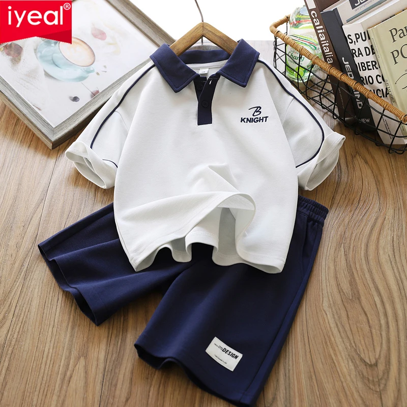 

IYEAL Boys' Polo Shirt Set Summer Children's Korean Version Short Sleeved Two-Piece Set 2026 New Casual Summer Clothes