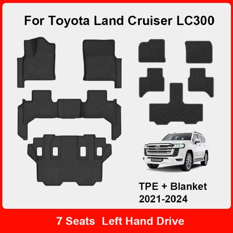 Custom Fit Car Interior Accessories TPE Floor Mat for Toyota Land Cruiser LC300 Trunk Cargo Mat 7 Seats Left Right Hand Drive