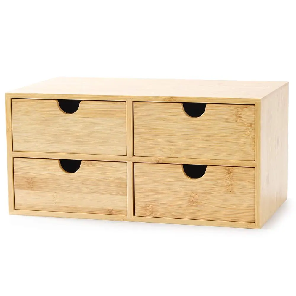 

Bamboo Desk Drawer Organizer, Desktop Organizer with Drawers Tabletop Storage Organization Box for Office Home Toiletries Suppl