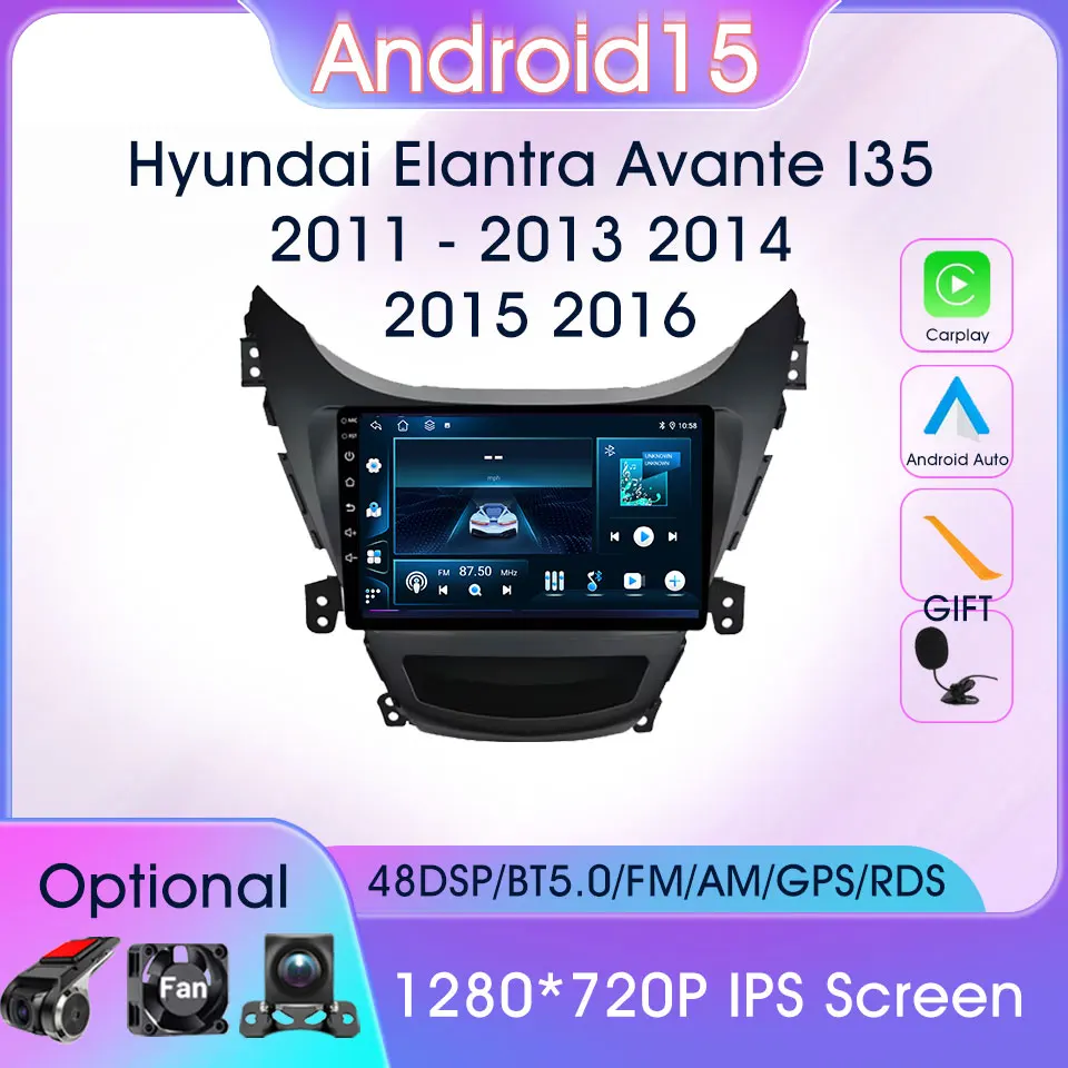 

Android 15 Car Bluetooth Radio For Hyundai Elantra Avante I35 2011 - 2016 Carplay Android Auto Multimedia Player GPS Navi FM DSP