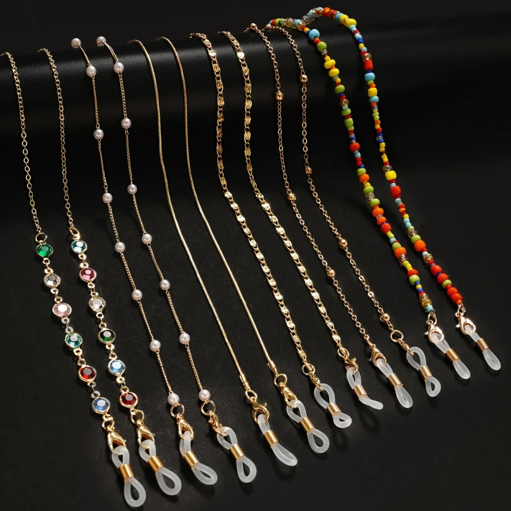 Correntes para Óculos de Sol e Óculos de Grau Femininas, de Acrílico, Pérola e Cristal, Cordão, Nova Joia de Moda, Atacado