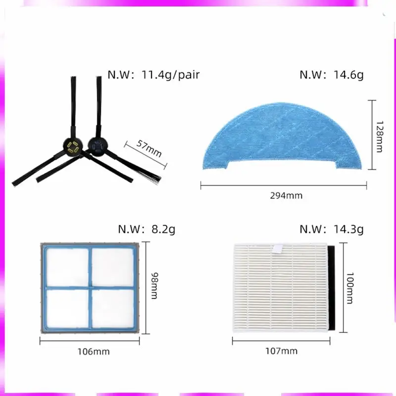 N98R Боковая щетка Hepa-фильтр, швабра, как показано на рисунке, запасные части для Ilife Chuwi V8 V8S Plus X750 X800 X785 V80 Max
