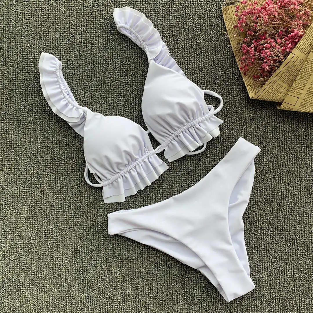 2026 Rüschen-Bikini Damen-Badeanzug Zweiteiliger Bikini-Set mit mittelhohem Bund Badebekleidung für Damen V2358 – Detail 24