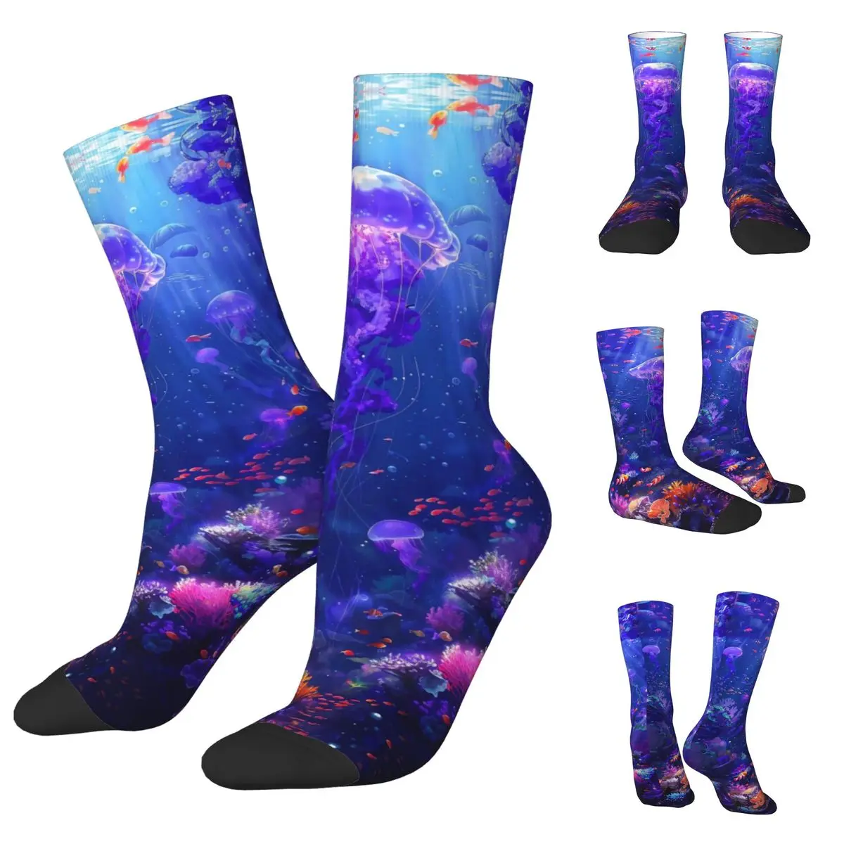 quite a lot colorful Jellyfish Unisex Socks,Outdoor 3D Print Happy Socks Street Style Crazy Sock