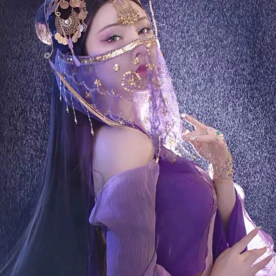 Ethereal Face Veil with Tassels Chinese Hanfu Hair Accessories Ethnic Style Face Curtain Retro Lady Masquerade Prom Jewelry Mask