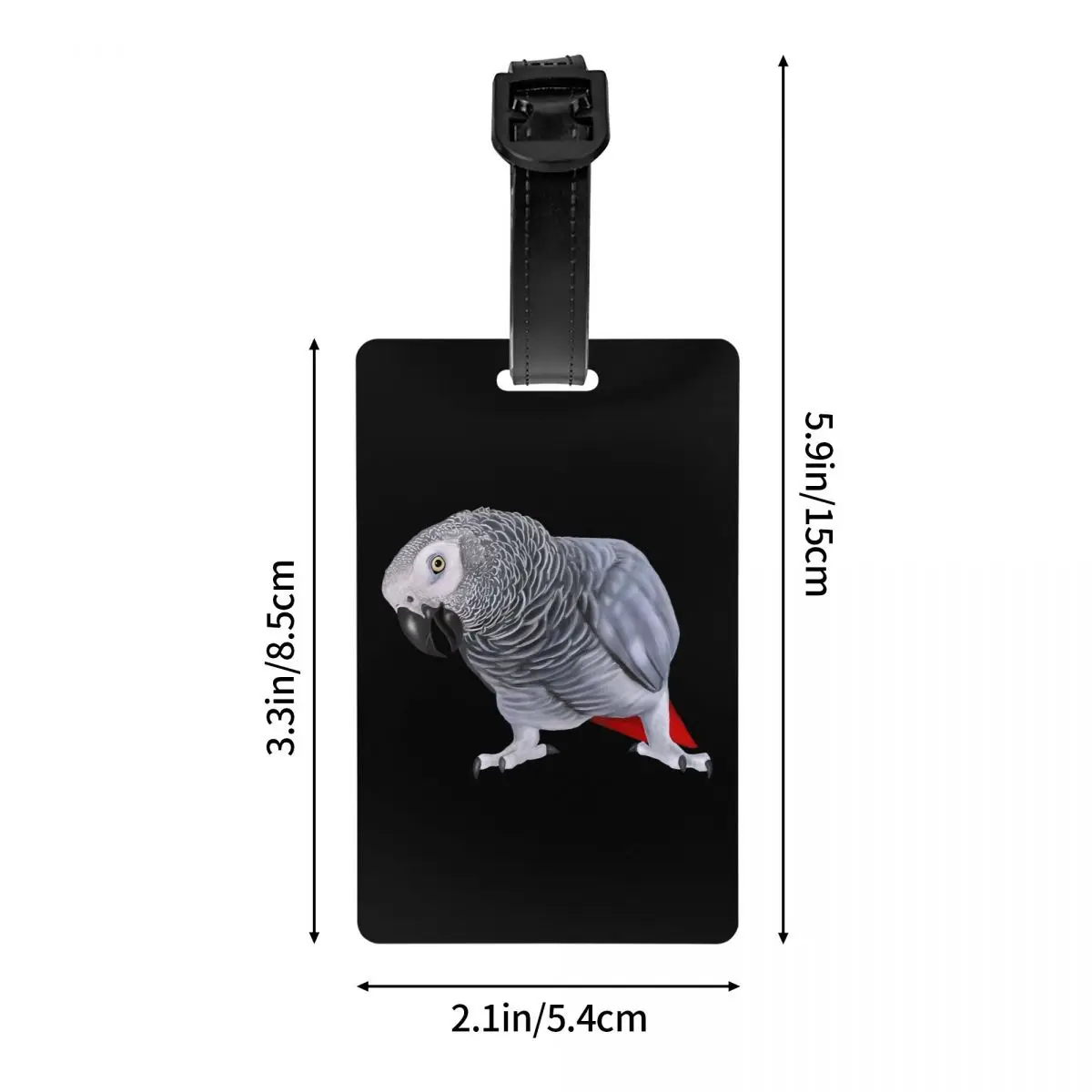 Custom African Grey Parrot Bird Luggage Tag With Name Card Psittacine Privacy Cover ID Label for Travel Bag Suitcase