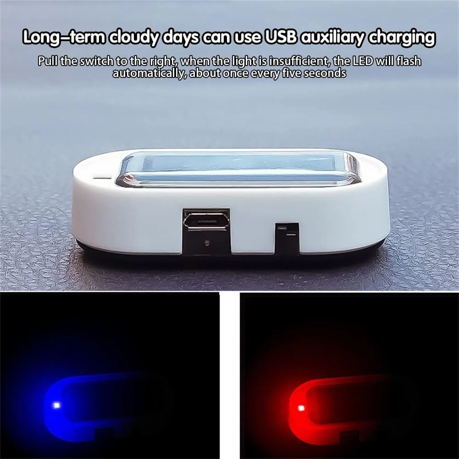 NEW Car Solar Simulation Reminder, Anti-theft LED Flashing Safety, USB Charging Port, Car Interior Modification Anti-theft Light