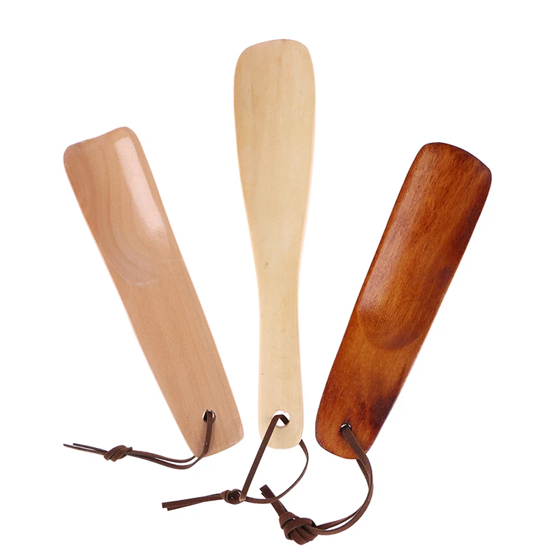 1pc Solid Wood Shoehorn Natural Wooden Shoe Horn Portable Craft Long Handle Shoe Lifter Shoes Accessories