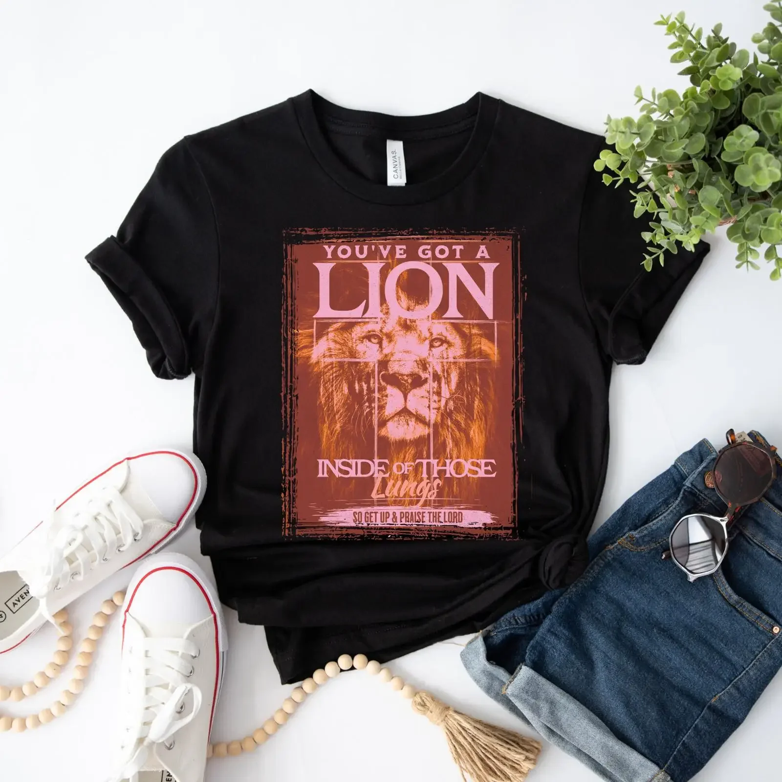 Lion in my Lungs Christian T Shirt Faith Inspired  vintage Washed Slightly Unisex designer clothes Top For Everyday Wear Soft