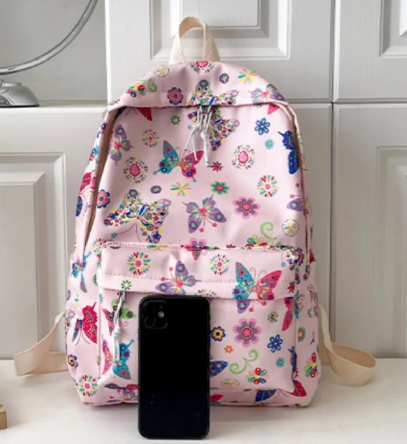 Mochila de lona de mariposa para estudiantes, mochila de gran capacidad, mochila personalizada para estudiantes, regalo de cumpleaños personalizado