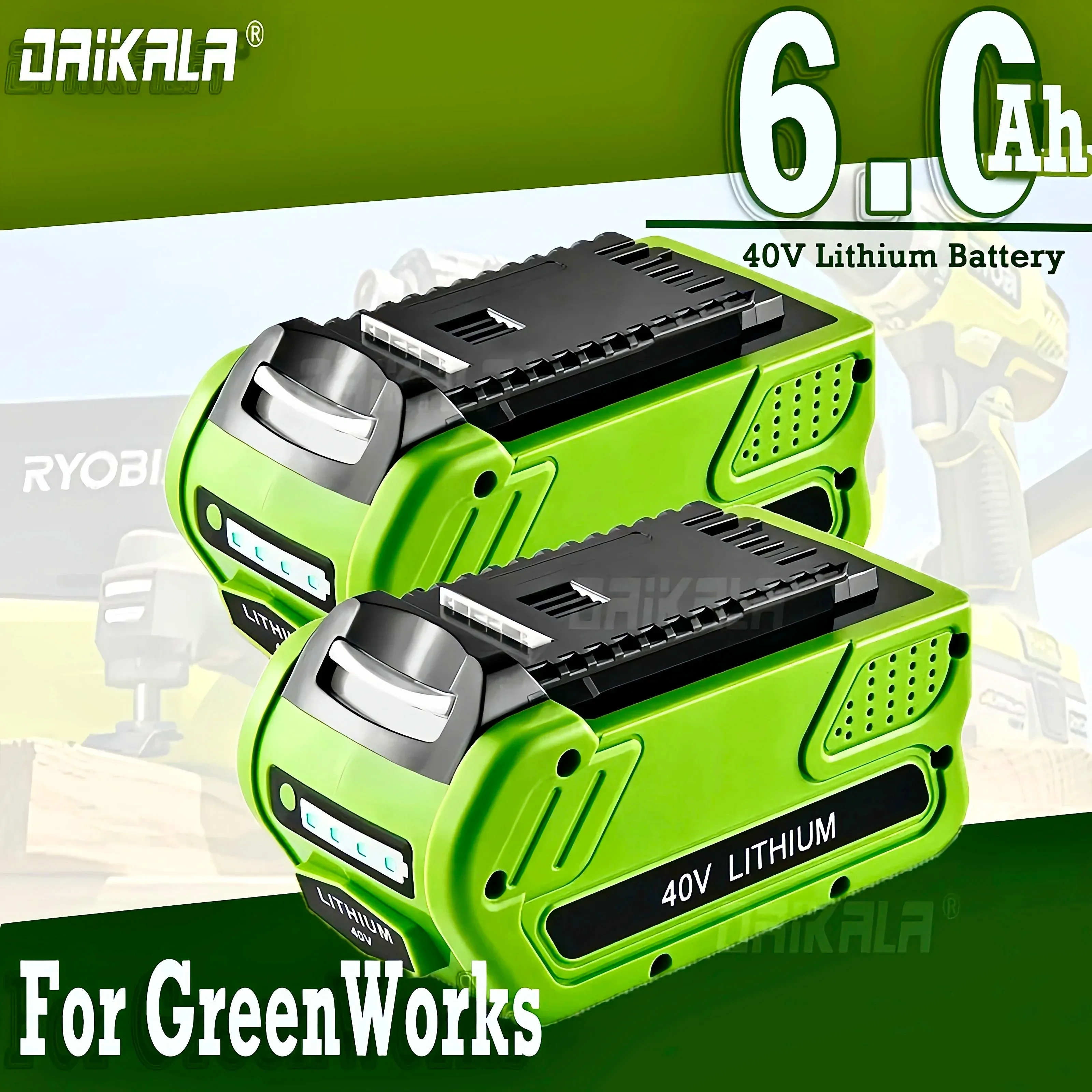 

40V Li-ion Rechargeable Battery 40V 6000mAh For GreenWorks 29462 29472 29282 G-MAX GMAX Lawn Mower Power Tools Battery