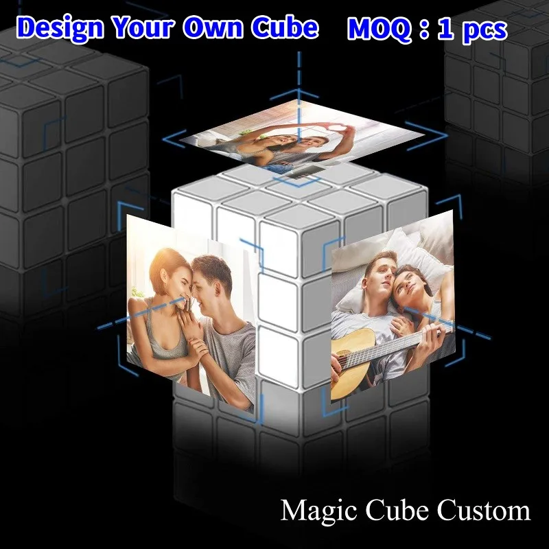 맞춤형 Magico Cubo 맞춤형 매직 큐브, 맞춤형 사진 로고 광고, 3x3x3 퍼즐 장난감, MOQ 1 개