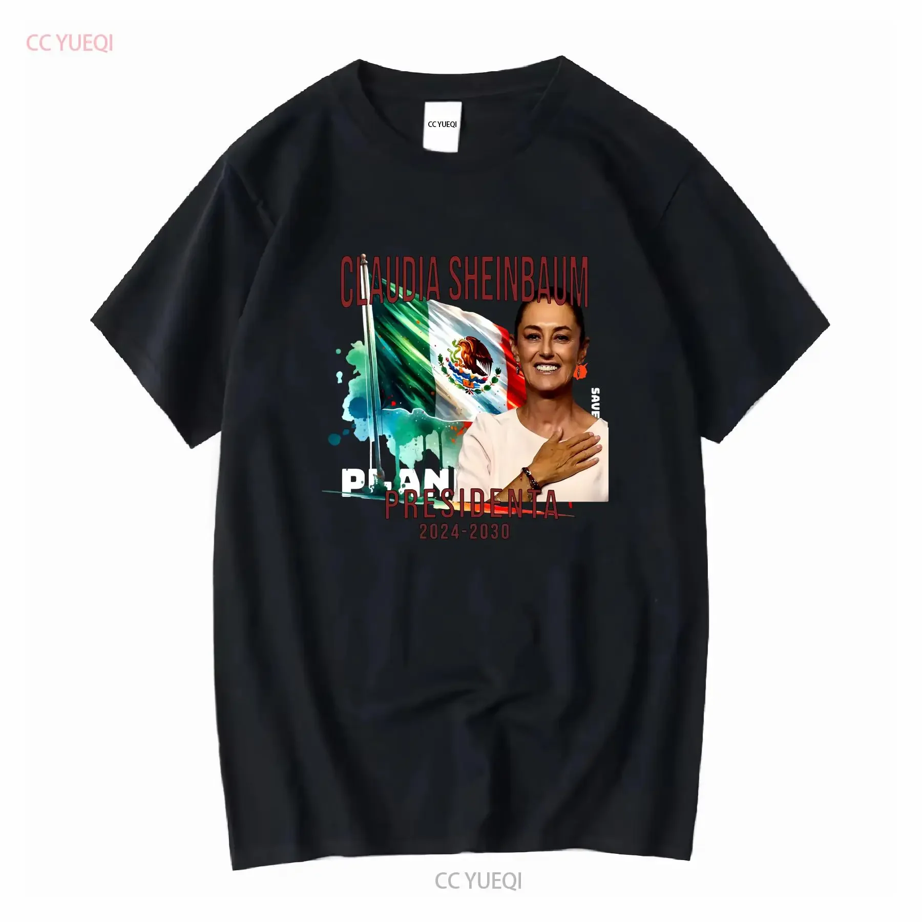 Claudia Sheinbaum Presidenta De México Partidp Morena Equipo AMLO Camiseta de algodão pesado mangas compridas ou curtas vintage lavado