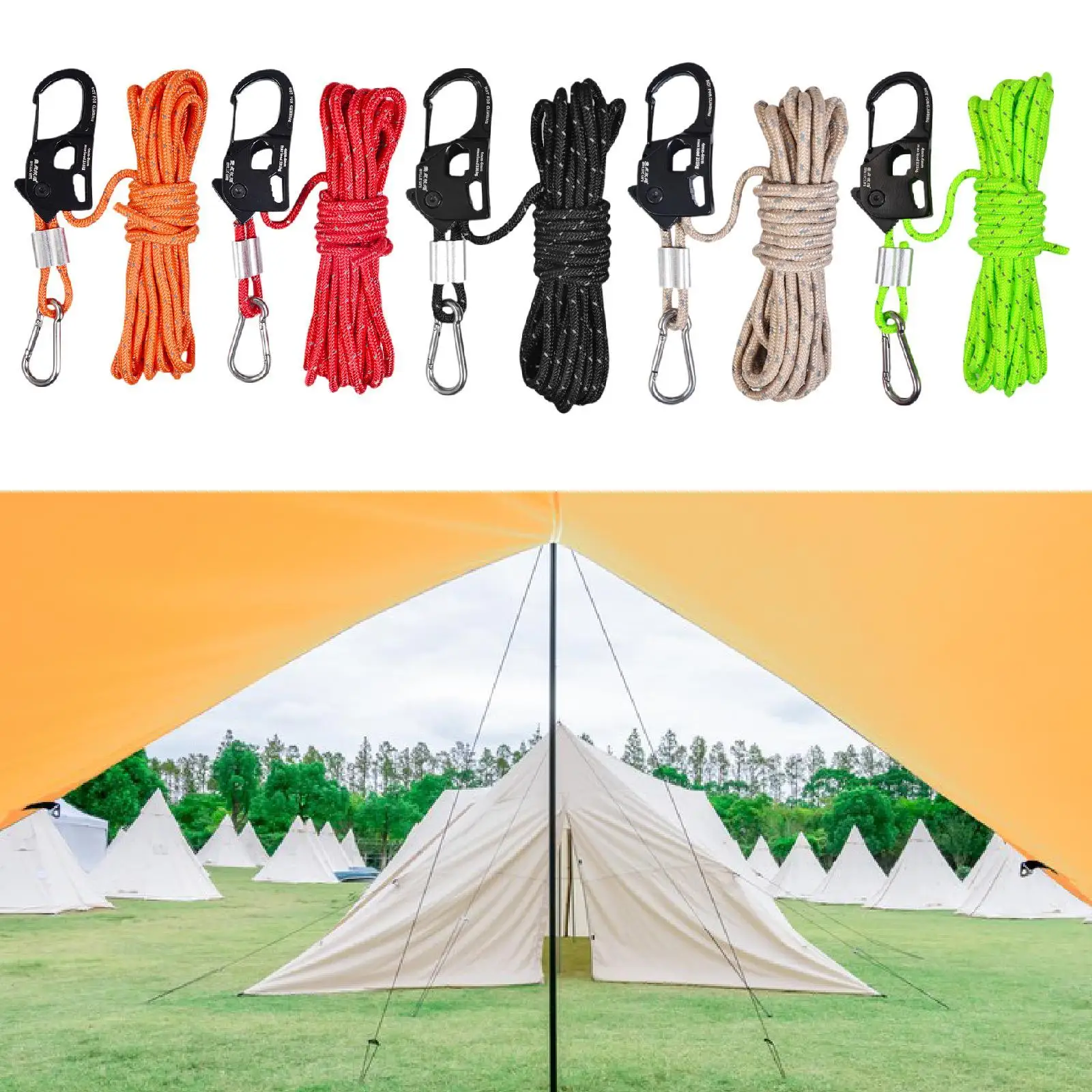 

5mm Tent Guy Rope with Pulley Tent Guide Rope for Outdoor Camping Tent