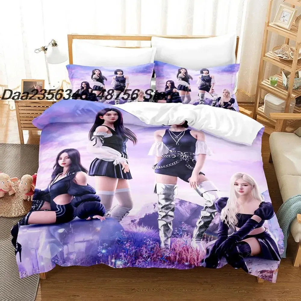 

Kpop BPINK WORLD TOUR BORN PINK Bedding Set Single Twin Full Queen King Size Bed Set Aldult Kid Bedroom Duvetcover Sets Kawaii