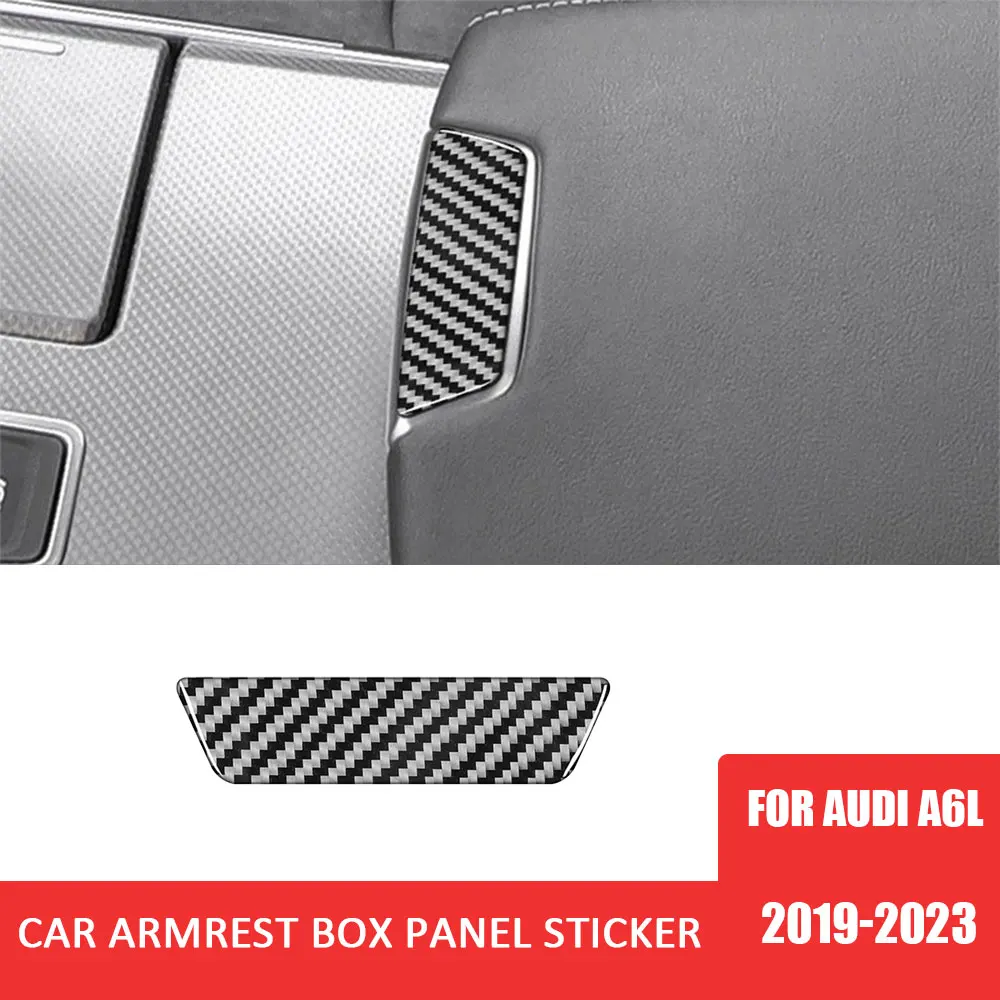 Car Armrest Box Panel Trim Sticker Carbon Fiber Decoration Cover for Audi A6L 2019-2023 Auto Interior Stlying Accessories