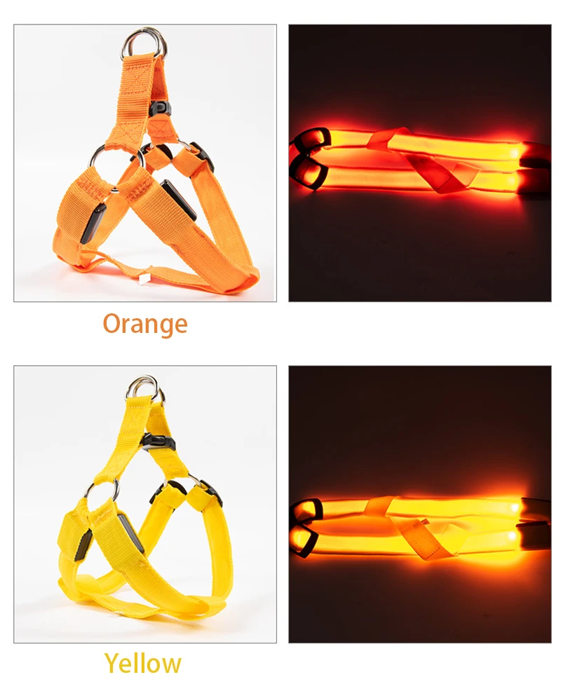 Einstellbare led hunde geschirr usb wiederauf ladbare blinkende nacht sicherheit keine zug halsbänder harness für kleine mittlere hunde haustiere arnes perro – Detail 11