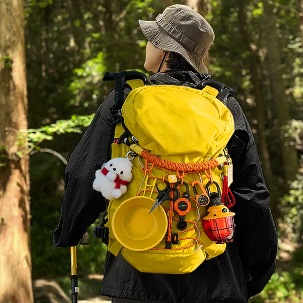 Hand Woven Rope Backpack Large Size Multi Buckle Hanging Rope Hiking Packaging Decorative Rope Chain Hiking Bag Extension Rope