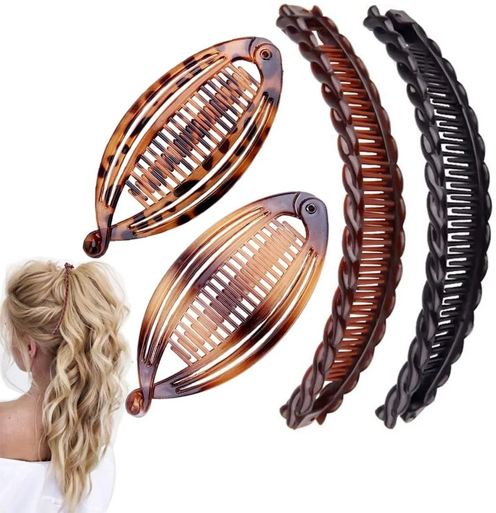 4 SZTUK spinki do włosów Vintage Clincher Combs Narzędzie do grubych kręconych włosów Akcesoria Fishtail Spinki do włosów Banana Clip Zestaw dla kobiet i dziewcząt