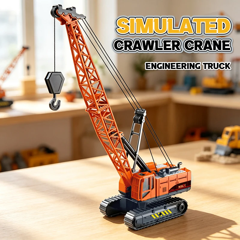 Simulation Crawler Crane Truck Model Toys Inertial Engineering Car Cable Foldable Sliding Vehicle Kids Toys Boys Christmas Gifts