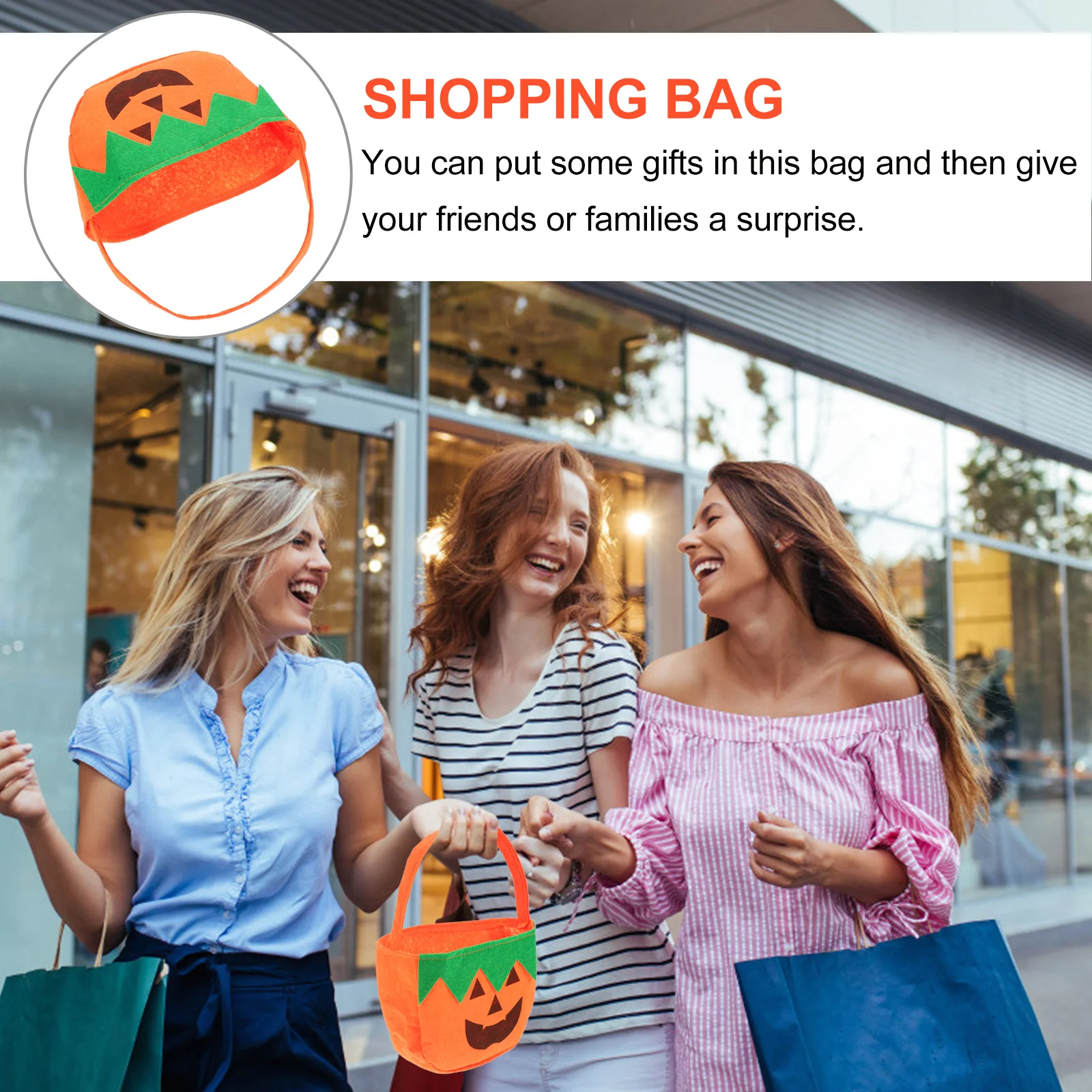 

4Pcs Halloween Pumpkin Non-Woven Candy Gift Bags Snack Bags Party Favor Candy Pouches Portable Halloween Non-Woven Bag