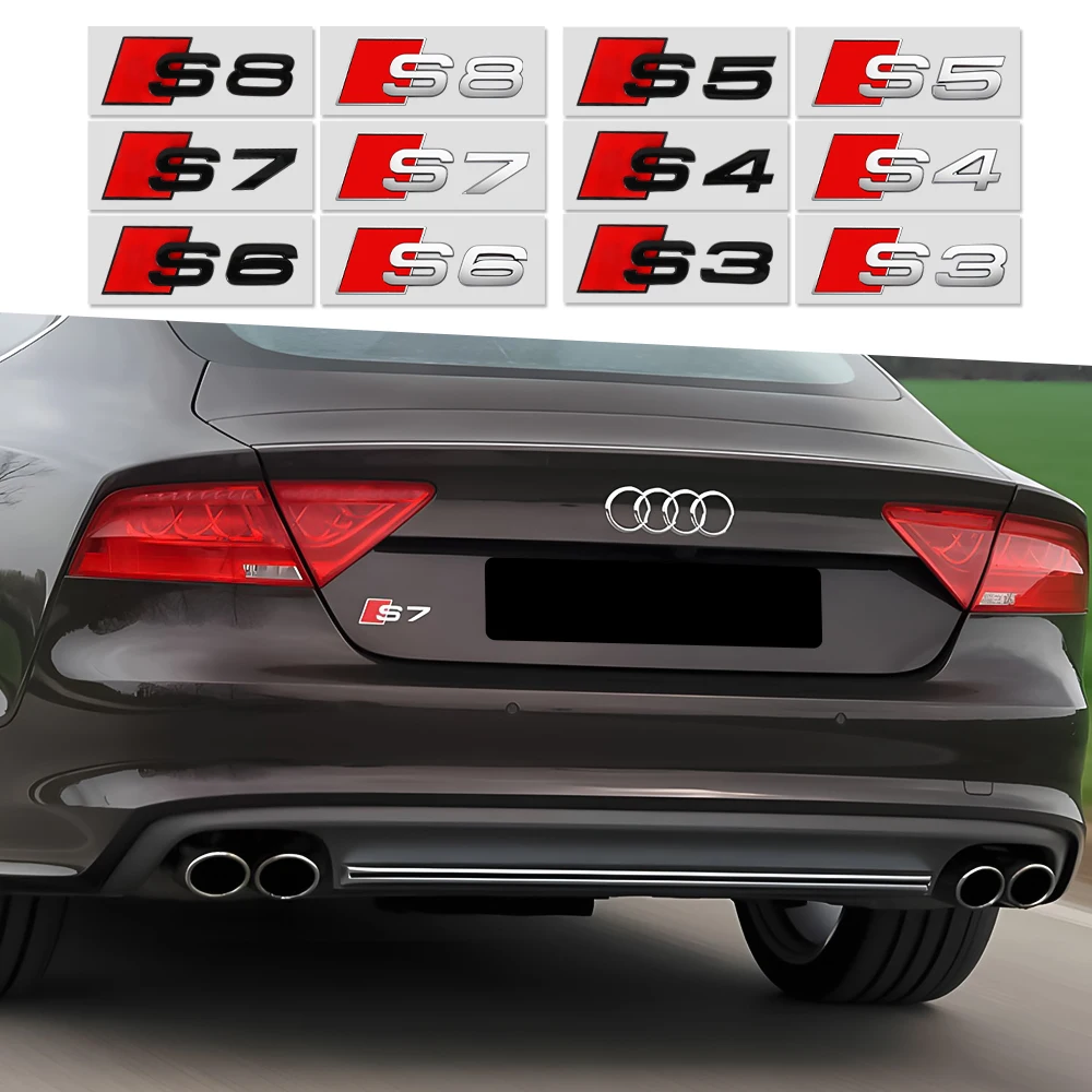1 SZT. Naklejka z logo ABS na tylną klapę bagażnika samochodu, dekoracja do Audi S3 S4 S5 S6 S7 S8, emblemat na tył, akcesoria do modyfikacji.