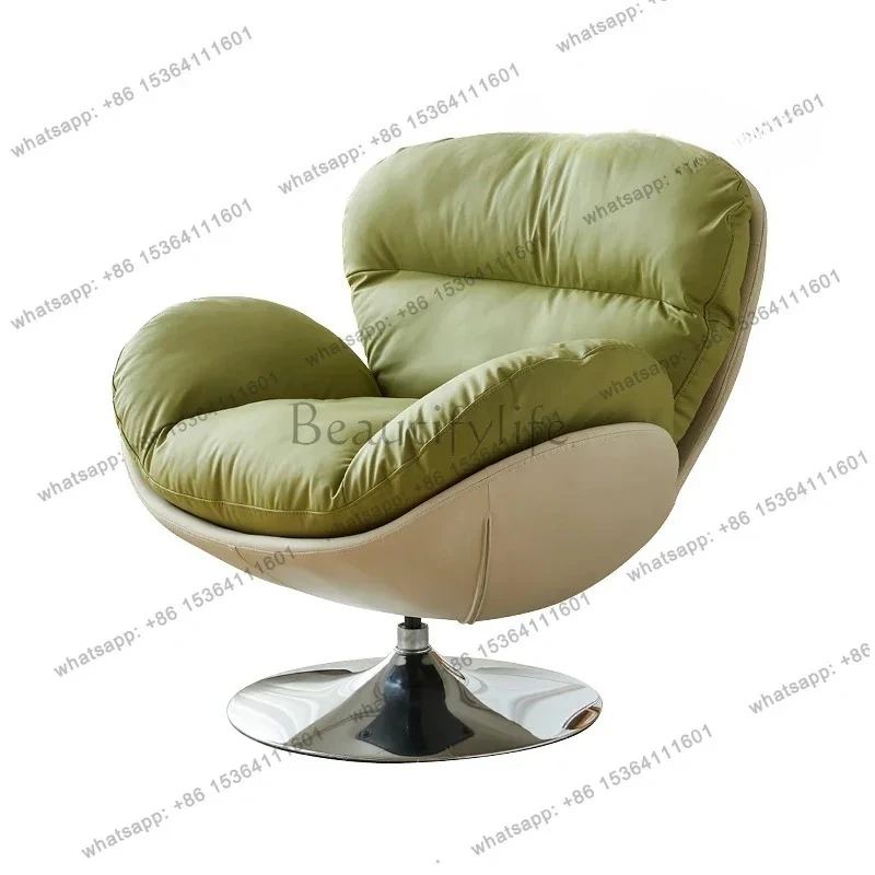 

Leisure Swan Chair Swivel Chair Sofa Single Cat Claw Leather Sofa Chair Balcony Light Luxury Home