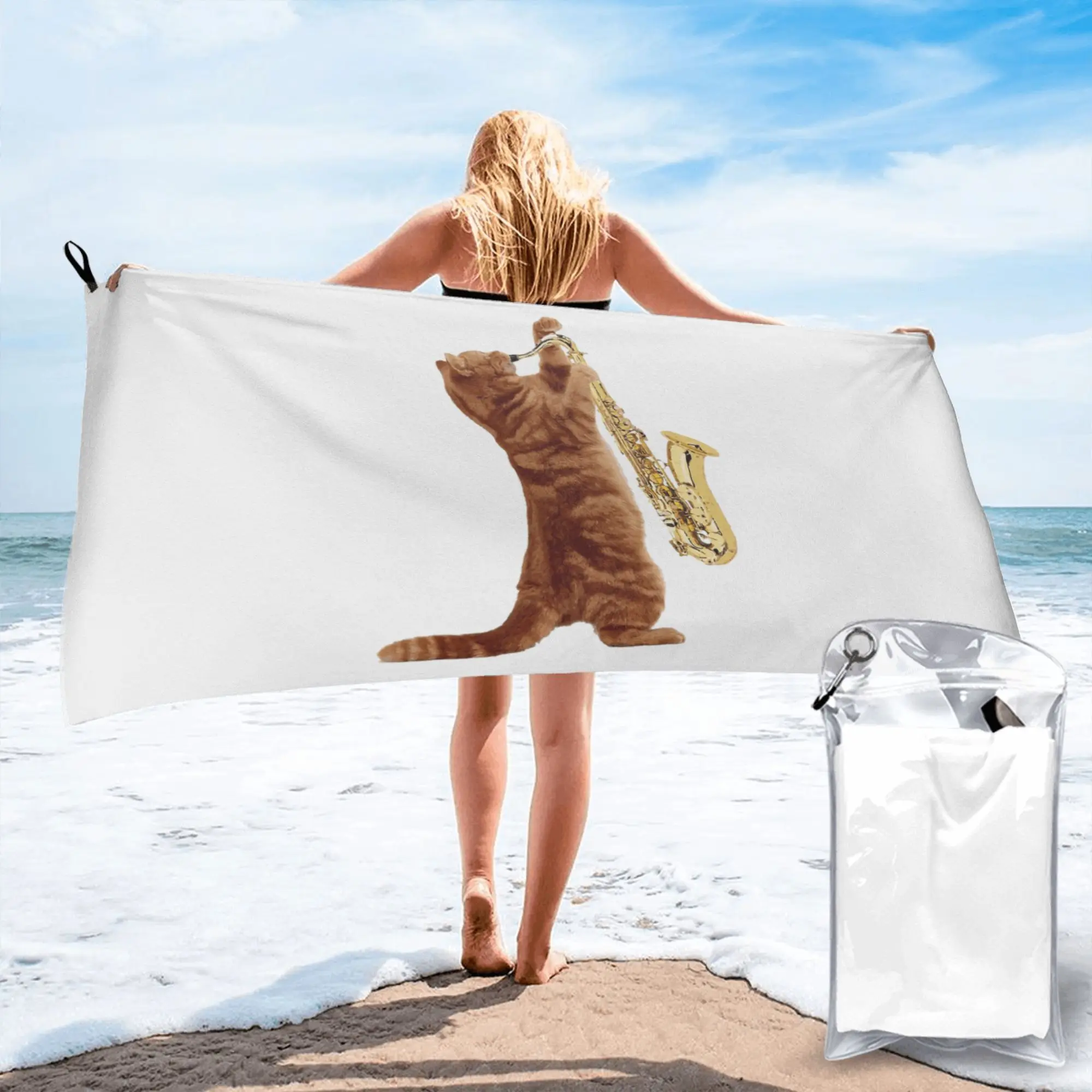 Saxophone Player - Music Art Girls Y2k Graphic Beach Towel Soft Microfiber Quick Dry Absorbent Quick Towels For Bath