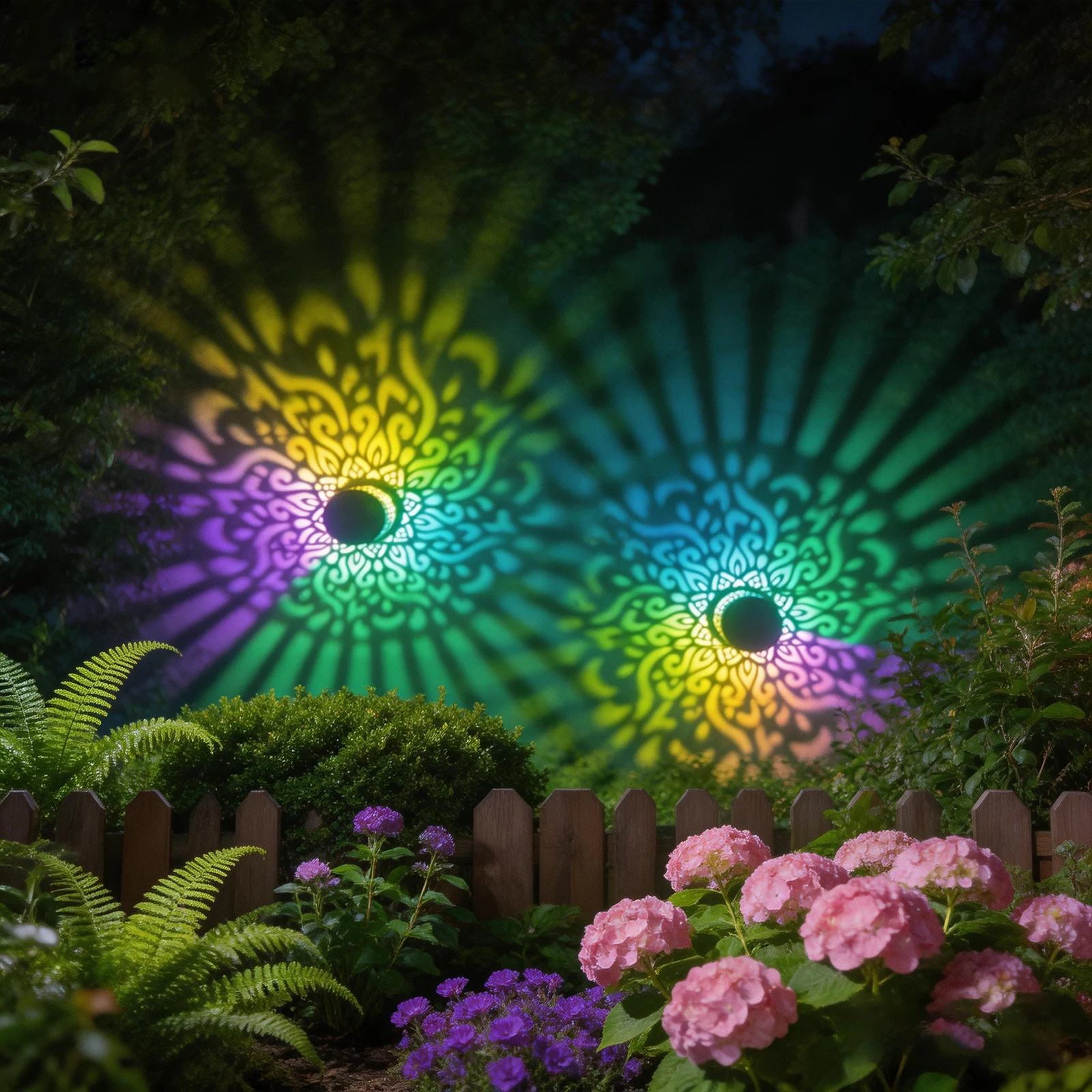 Solar Fence Lights Mandala Theme Waterproof Metal Solar Powered Deck Step Stair Lights for Garden Post Patio Backyard Decor