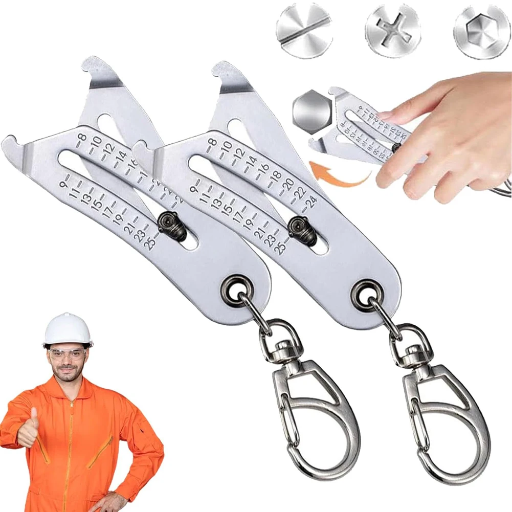 Strumento di verifica delle dimensioni del filo in pollici e metrico Portachiavi portatile per il controllo delle dimensioni del filo preciso Portachiavi per la ricerca delle dimensioni dei bulloni