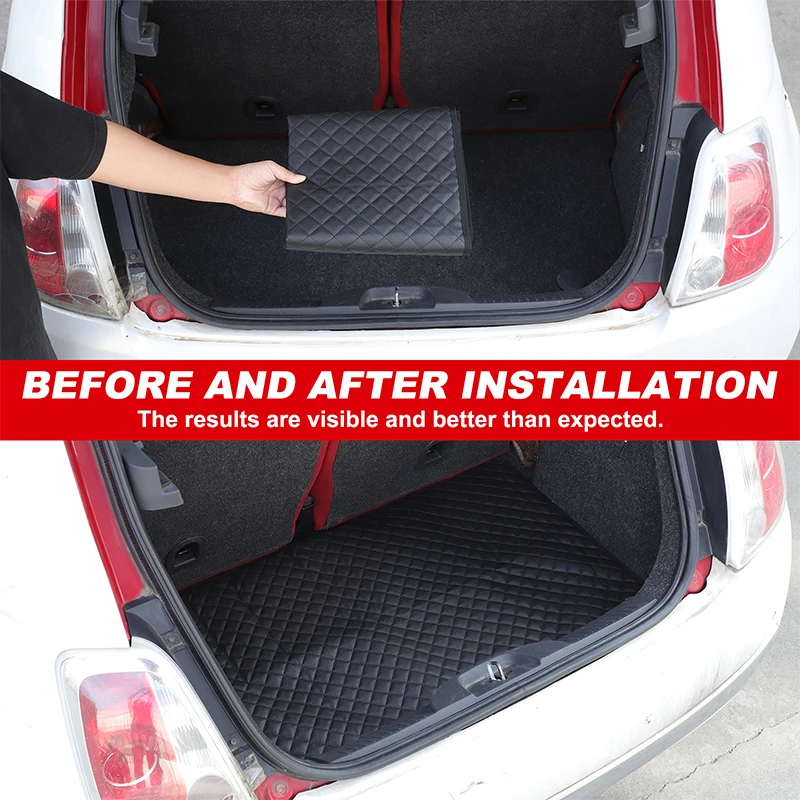 

For Fiat 500 2007-2015 PVC black car trunk pet pad anti-dirty pad car interior modification protective accessories