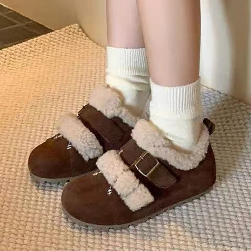 

Women Flats Fur Shoes Suede Casual Sport Shoes Fashion Loafers Short Plush Woman Sneakers 2025 Trend New Winter Warm Botas Mujer