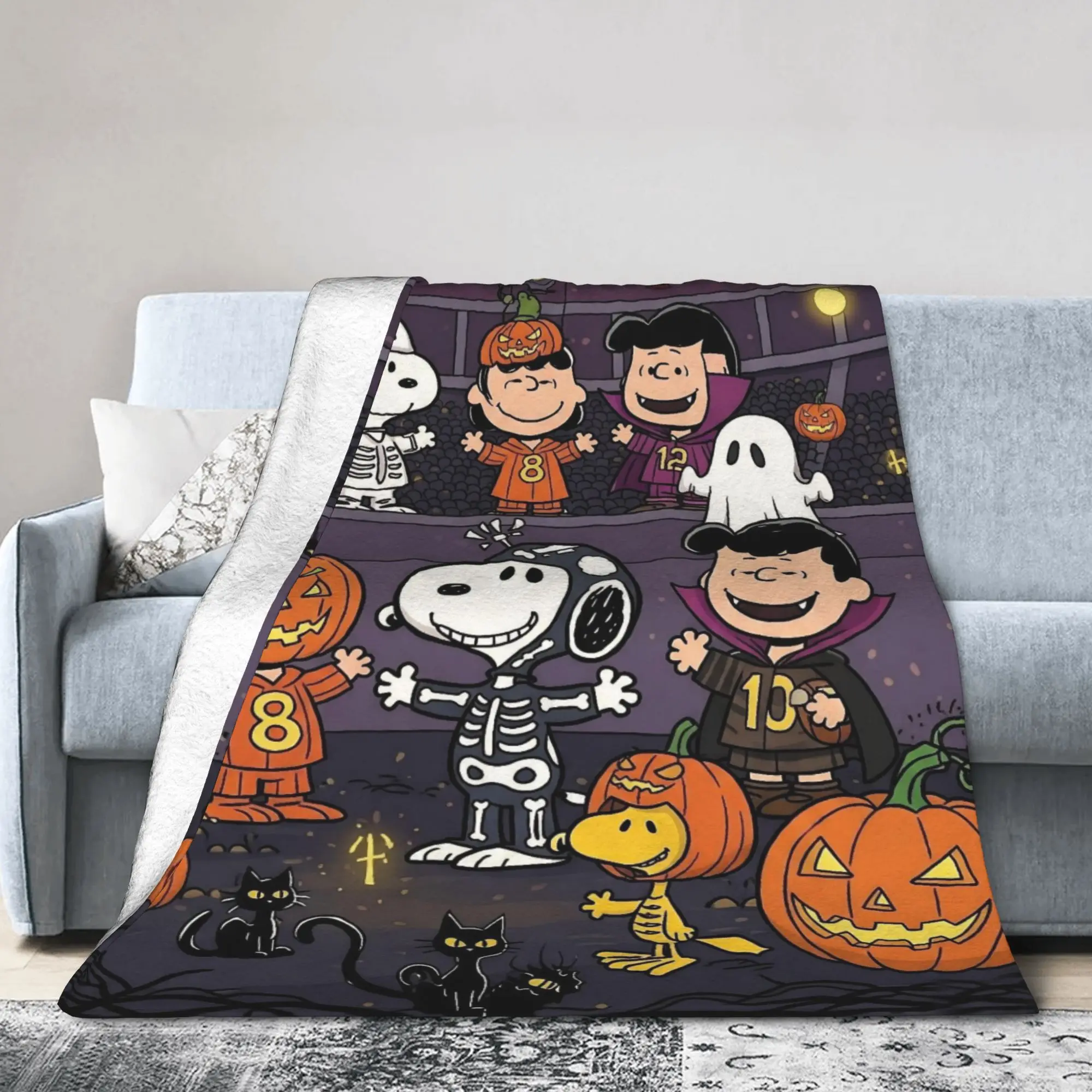 Halloween Snoopys Blankets Pumpkin Cat Plush Throw Blankets Home Couch Personalised Soft Warm Bedspreads