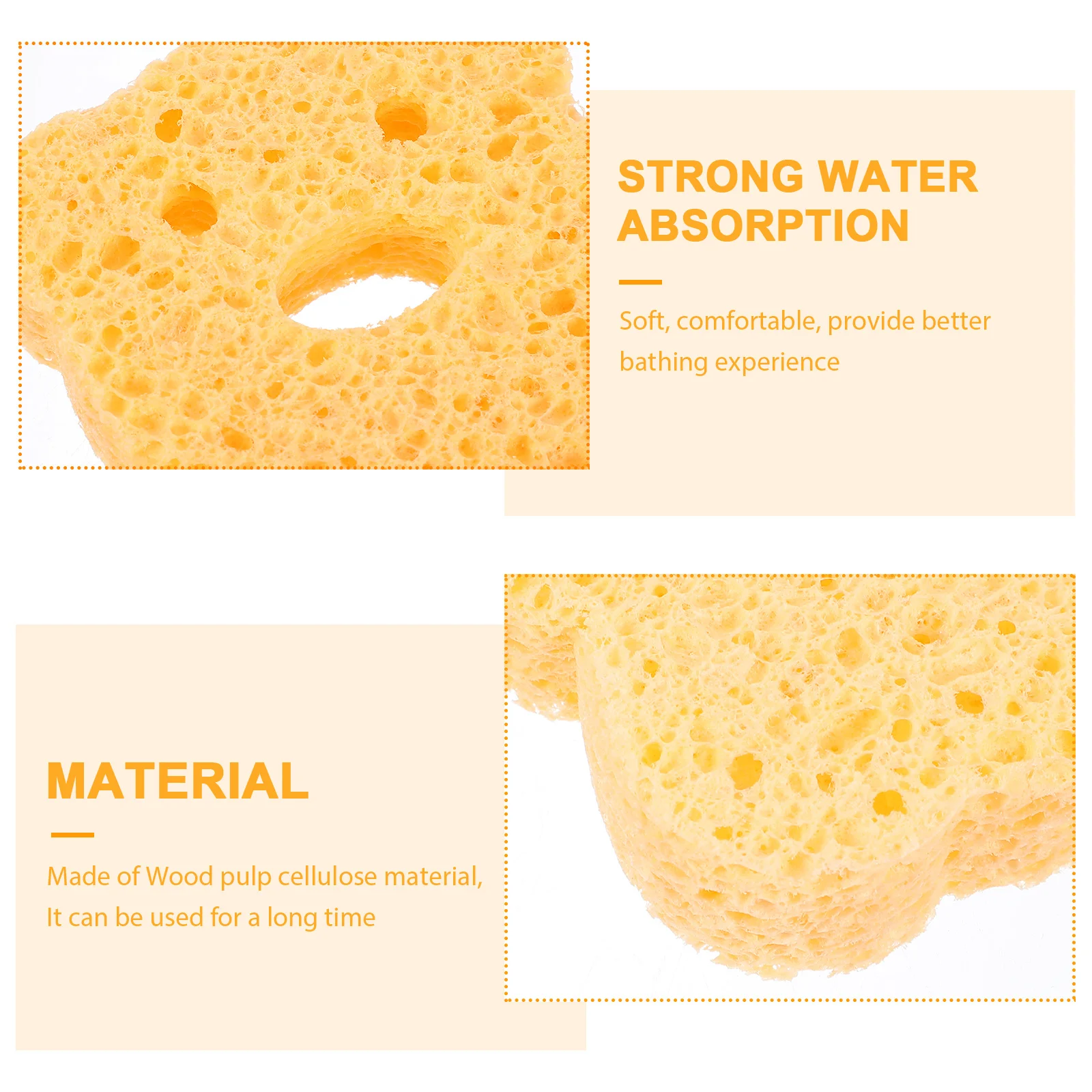 

3pcs Natural Bath Sponge Cellulose Baby Skin Care Sponge For Baby Adults Body Cleaning Strong Water Absorption Rich