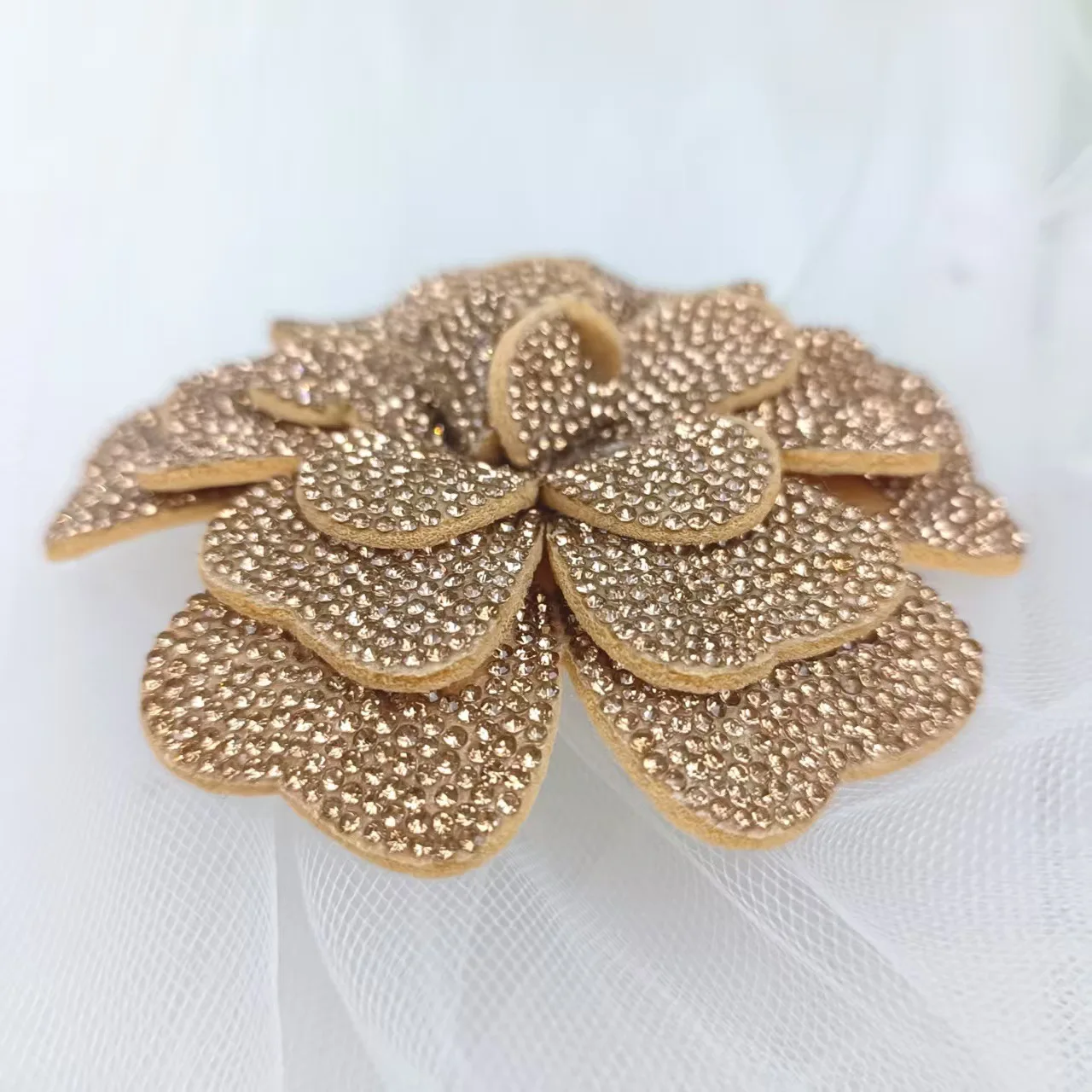 3D Crystal Rhinestone Flower Brooch Sequin Floral Patch DIY Dress Hat Shoe Clothing Decoration Applique