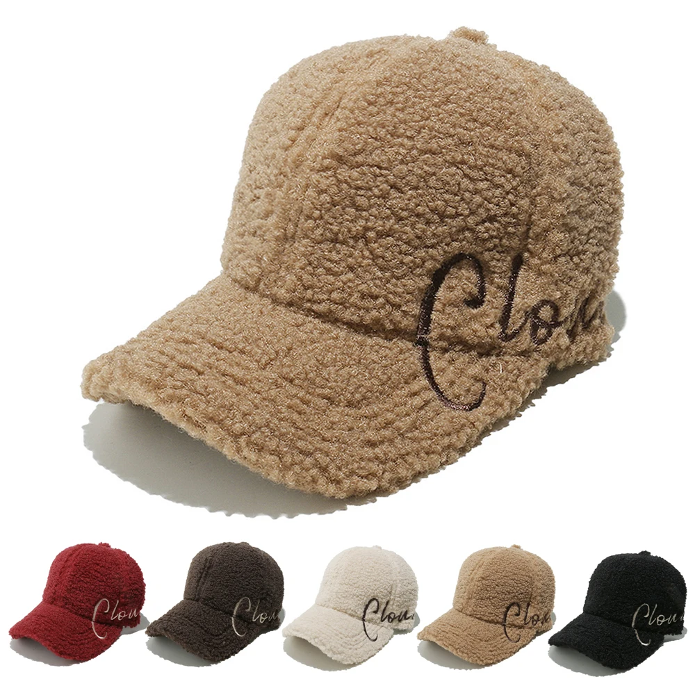 

Autumn and Winter Simple Lamb Wool Baseball Cap Couple Style Letter Internet Celebrity Hat Fashion Casual Versatile Duckbill Cap