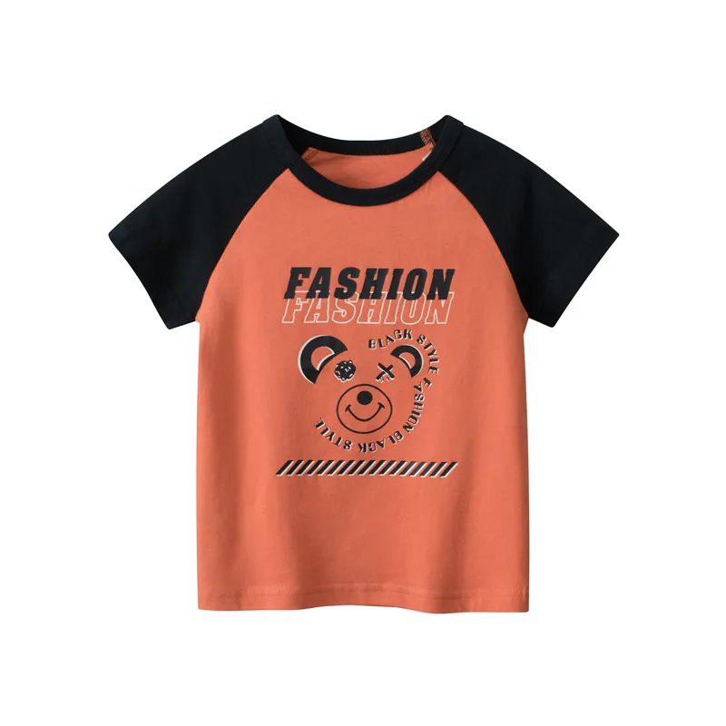 2023 Children Cartoon Short T-Shirts Clothes for Boy 100% Cotton Short Sleeve Bear Dinosaurs Solar Kids Casual Sport Top Tees