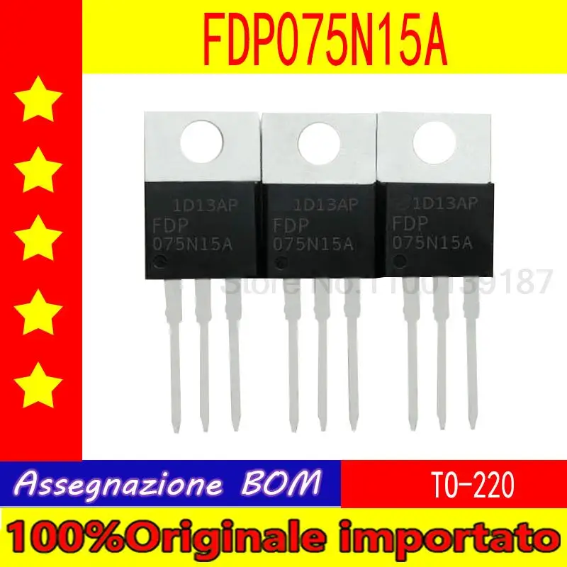 10pcs/lot   FDP075N15A  075N15A  TO-220 MOSFET 130A 150V