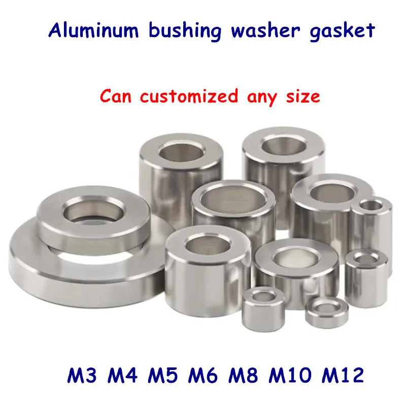 

5/10pcs aluminum CNC gasket M3 M4 M5 M6 M8 M10 Aluminum bushing washer round hollow no thread standoff spacer Length 2mm to 30mm