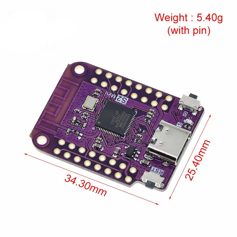 ESP32 S2 Mini V1.0.0 - LOLIN WIFI IOT Board based ESP32-S2FN4R2 ESP32-S2 4MB FLASH 2MB PSRAM MicroPython Arduino Compatible