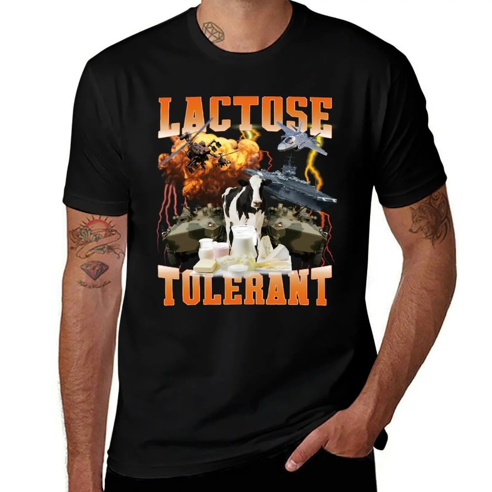 Lactose Tolerant Meme Sarcastic Trendy Funny T-Shirt Fitness Quick Dry Short Sleeve Top T-Shirt