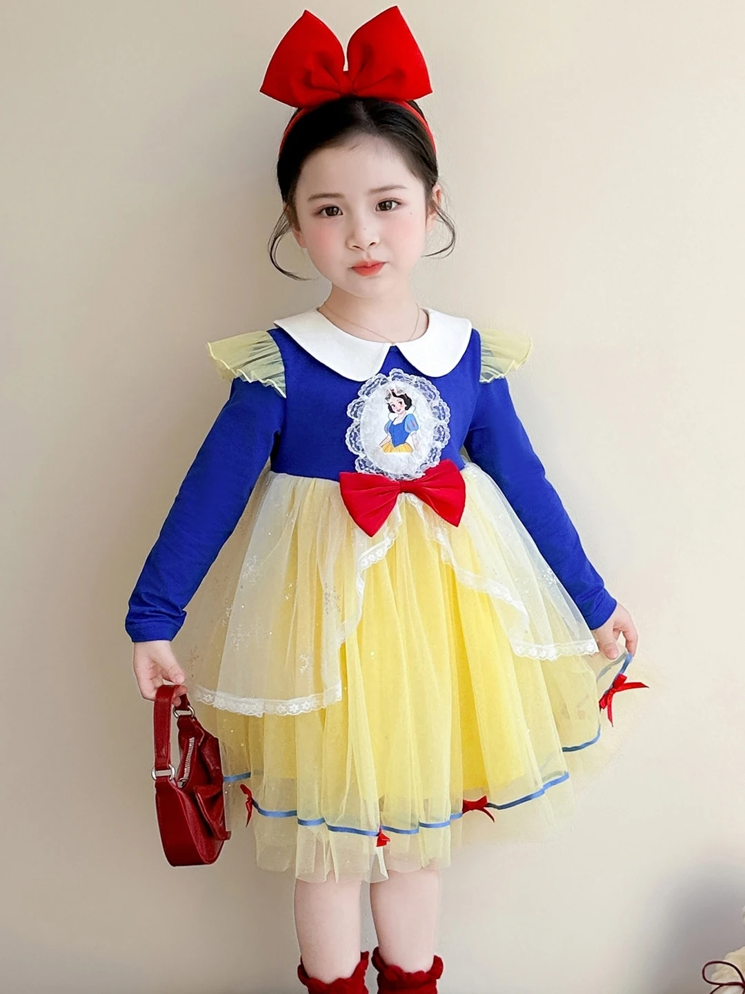 

Princ Sle Cartoon Dr Spring Autumn Children Sweet White Snow Queen Skirt Baby Faionable Me Dr Girls Dr