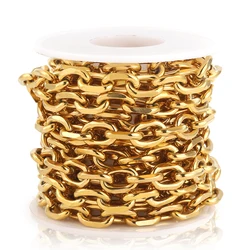 1M Stainless Steel Cable PVD Gold Plated Chain Bulk Heavy Circle Dull Textured Chunky Chains for Punk Rock Jewelry Making