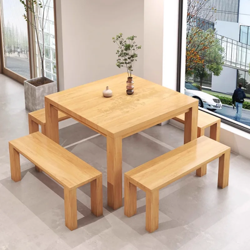 All solid wood square dining table and chair entertainment chess and card Baxian table restaurant noodle shop milk tea shop squa