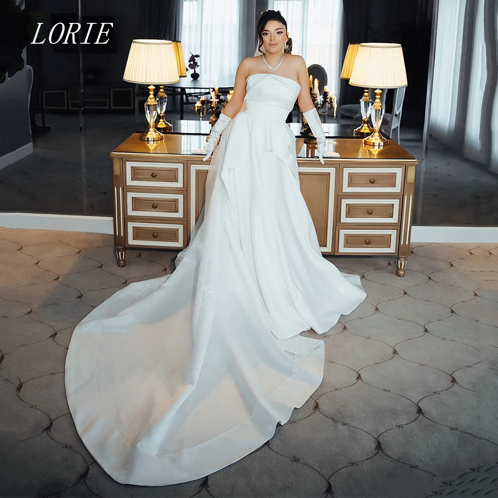 

LORIE Luxury A Line Wedding Dress Irregular Strapless Bridal Dresses Elegant Sleeveless Wedding Gown Customized 2026