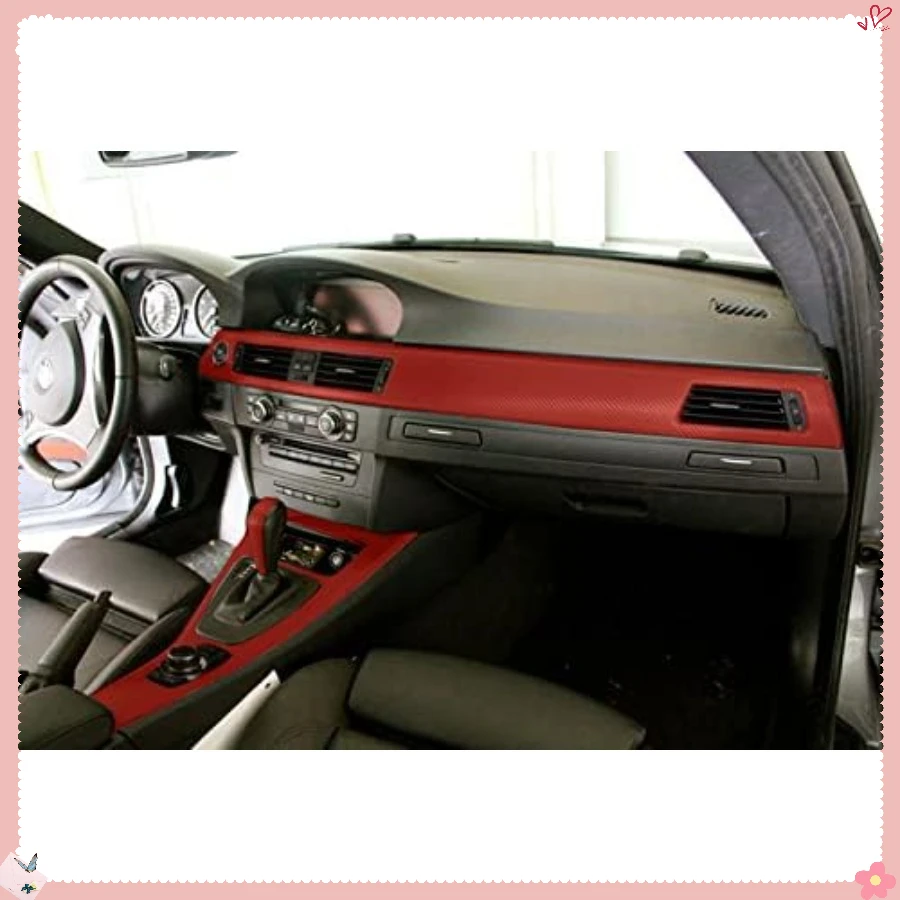Automotive Adhesive Film, Glossy Red Twill Weave Carbon Wrap with Easy Air Release Technology for Car Hood, Door, Interior Trim