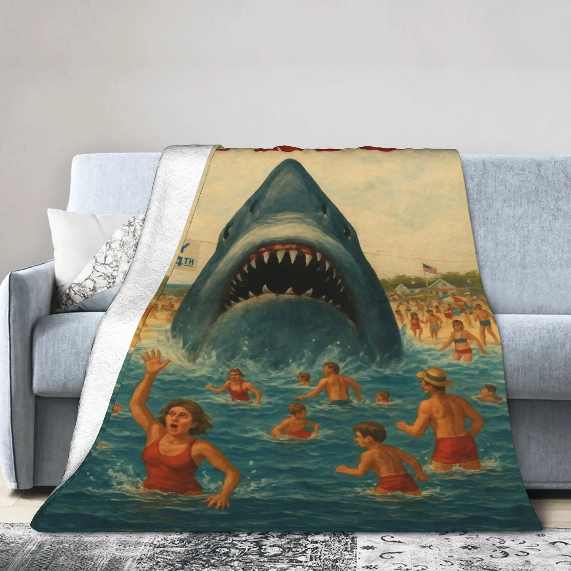 Comfortable Jaws th Anniversary Blanket Stuff Sofa Decorative  Blanket Throw Soft Fleece for Couch