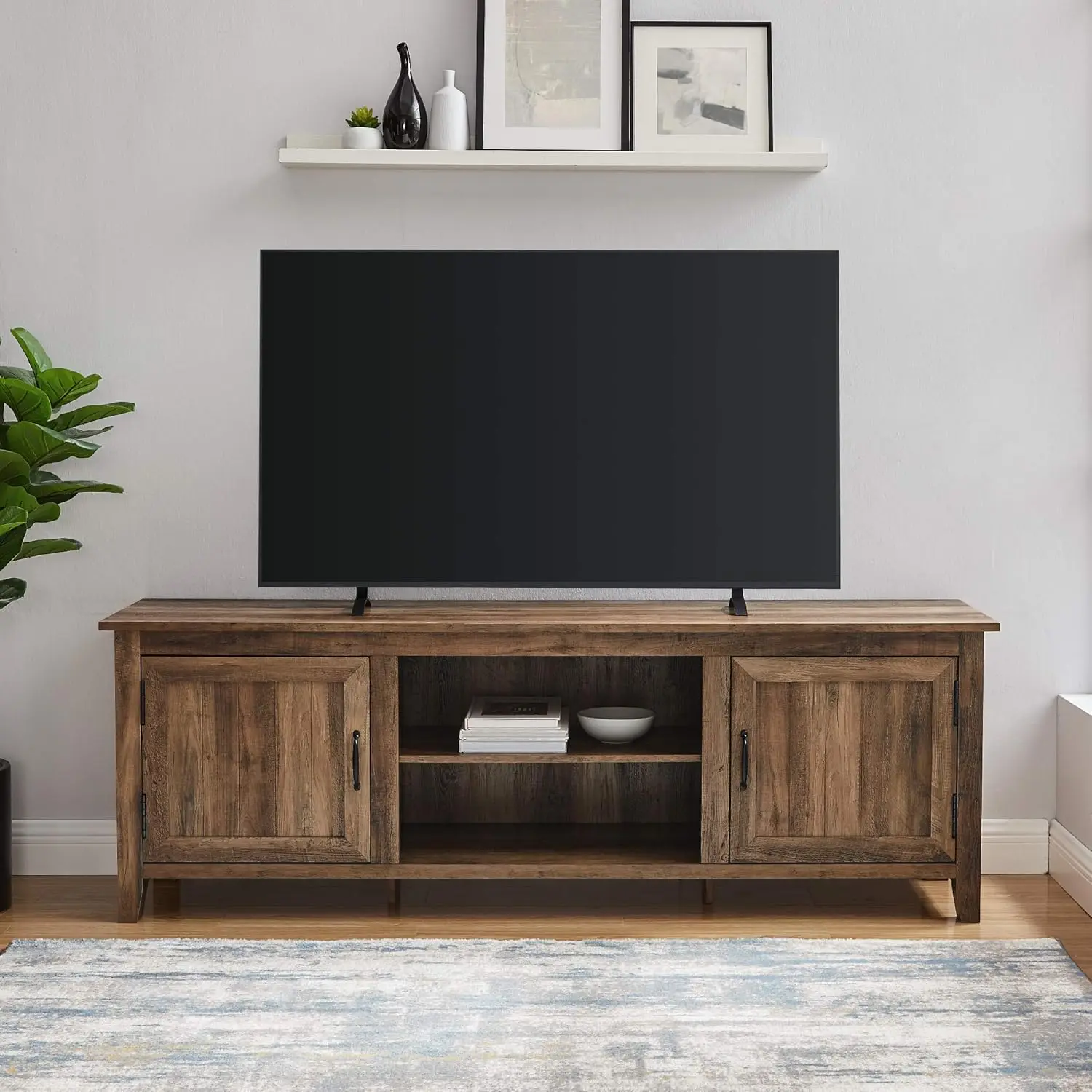 Ashburton Rústico Oak TV Stand, Carvalho Rústico Estilo Rústico, Porta Ranhurada, TV Stand para TVs de até 80 ", 70"