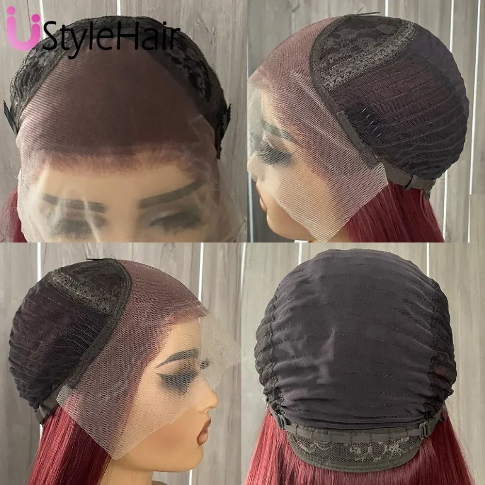 UStyleHair Dark Purple Wig Long Silky Straight Wig for Women Natural Hairline Daily Wear Cosplay Wigs Heat Resistant Fiber Hair